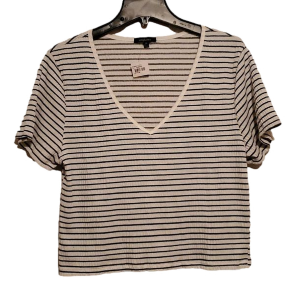 NWT Ambiance Juinor Plus Striped Cropped Blouse Size 2X